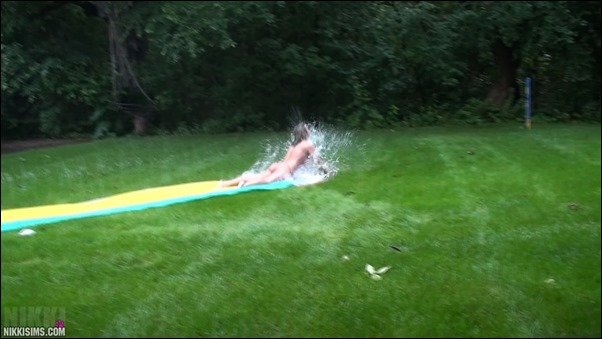 Nikki Sims nikki sims slip n slide 05 - Topless Slip and Slide